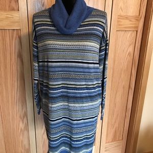 ❤️ Bass blue/gray cowl-neck sweater dress. L